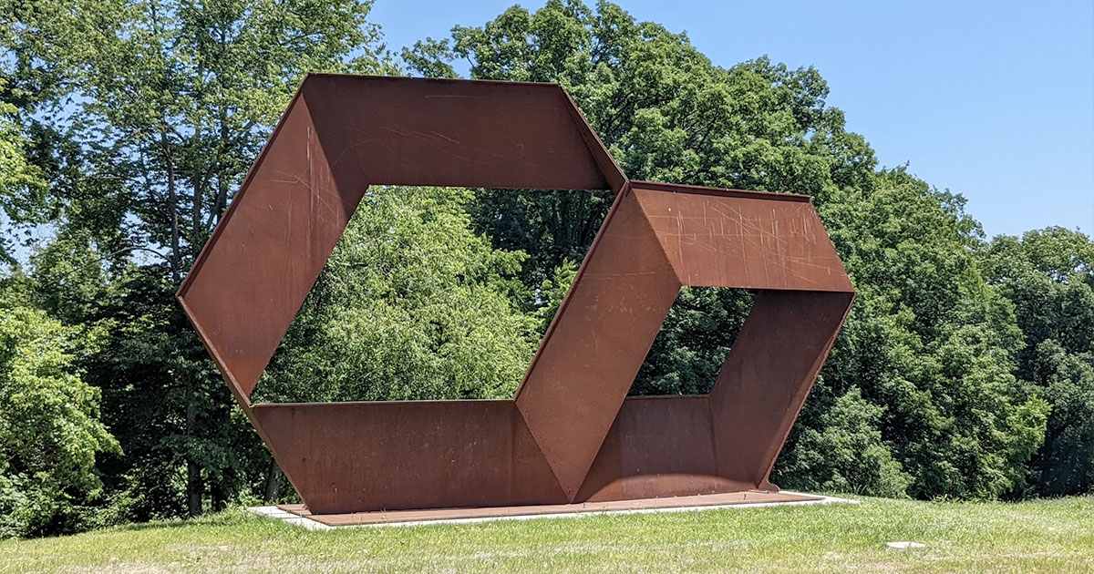 large geometric metal sculpture
