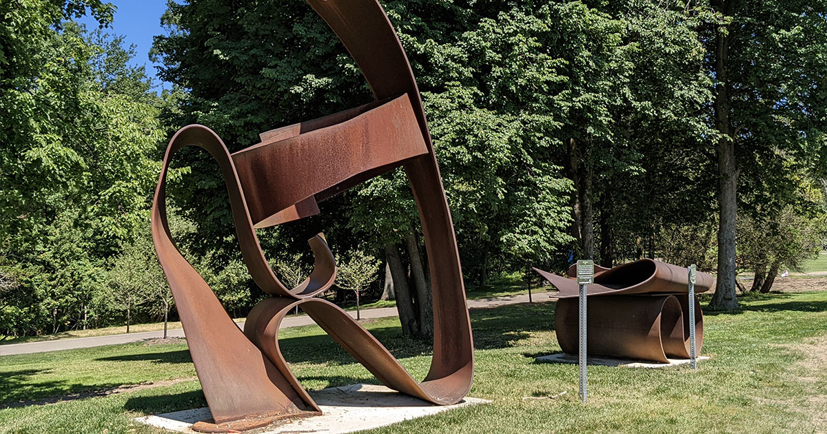 large rolling steel sculpture
