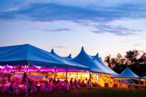 event in tents at night